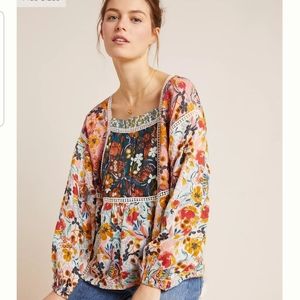 Anthro | Maeve Floral Peasant Blouse